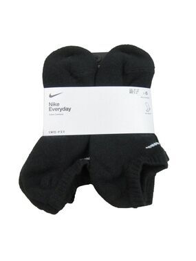 Nike Everyday Cushioned No Show Socks Black 6 Pack Womens 6-10 / Youth 5Y-7Y NEW